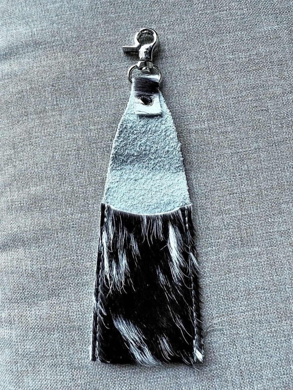 Black & white cowhide lip, gloss holder keychain